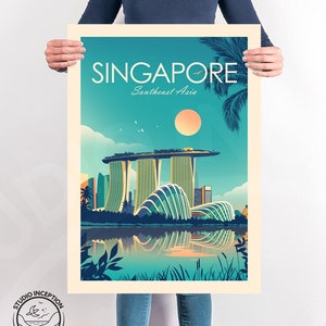 Singapore Print Poster, Singapore Wall Art, Gift, Asia Poster Print, Singapore Painting, Wall Decor, Studio Inception