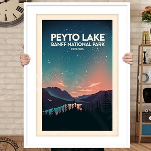 Nationalpark Poster | Peyto Lake Banff Nationalpark Druck | Reise Poster |