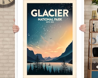 Glacier National Park Travel Poster by Studio Inception | Glacier National Park Print | Travel Poster Travel Print National Park Poster