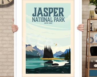 Jasper Poster Established 1907 edition, Jasper National Park Art Print by Studio Inception