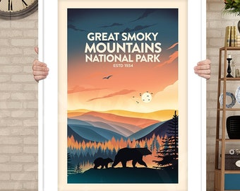 Great Smoky Mountains Print Traditional style, National Park Print Smoky Mountains National Park Poster Print by Studio Inception