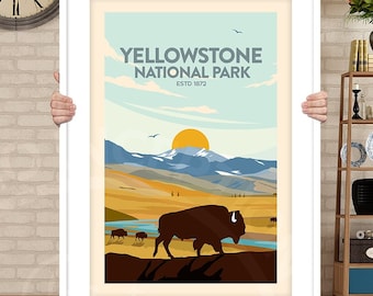 Yellowstone Print, Yellowstone National Park Poster, Yellowstone Gift, National Park Print by Studio Inception