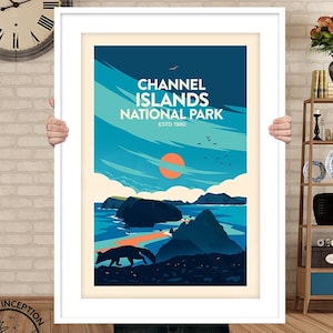 National Park Poster of Channel Islands, Established 1980 edition, Channel Islands National Park Art Print by Studio Inception Wall Decor