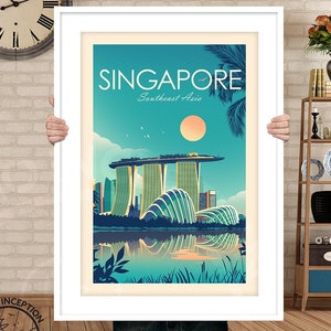 Singapore Print Poster, Singapore Wall Art, Gift, Asia Poster Print, Singapore Painting, Wall Decor, Studio Inception