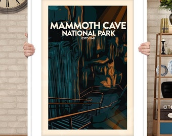 Póster de Mammoth Cave, póster de viaje del Parque Nacional, impresión artística del Parque Nacional de Kentucky, recuerdo de Mammoth Cave