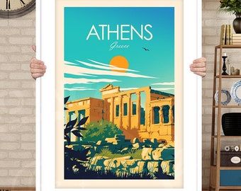 Greece Print, Athens Poster, Acropolis Art Print, Parthenon Poster, Travel Print, Travel Poster, Wall Art, Living Room Prints