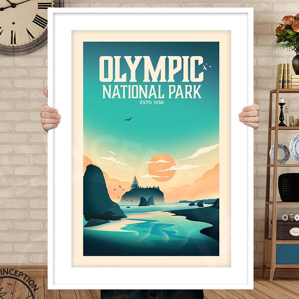 Olympic National Park Poster Print  | National Park Print | Travel Poster |