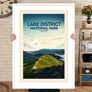 Lake District print, Catbells, Poster Established 1951 edition, Lake District National Park Art Print by Studio Inception