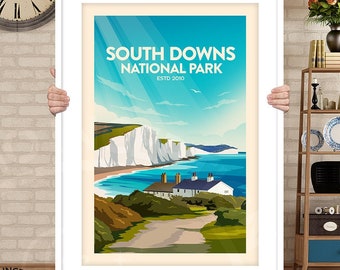 South Downs print, South Downs National Park, South Downs Way Poster, UK National Park Poster Print by Studio Inception