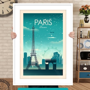 Paris France Art Print Travel Print Poster, Eiffel Tower, Travel Gift, France Gift, by Studio Inception image 6