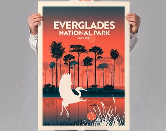 Poster de voyage du parc national des Everglades par Studio Inception | Parc national impression | Impression Everglades de Floride