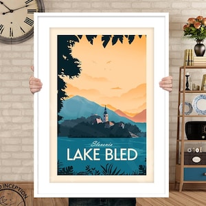 Slovenia Travel Poster Print, Lake Bled, Traditional Style Home Decor, Souvenir, Art Print, Gift, Travel Poster Wall Art