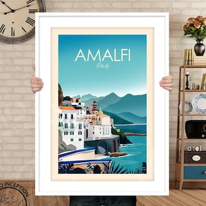 Amalfi Coast Italy Print Italy Poster Travel Poster Travel Print Amalfi Coast Art Print, Travel Gift, Italy Gift image 6