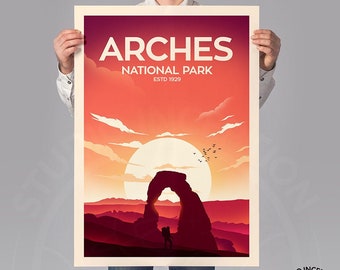 Arches National Park Print Poster Traditional Style, Arches National Park Print by Studio Inception Framing Available