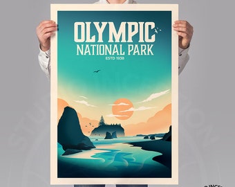 Olympic National Park Poster Print  | National Park Print | Travel Poster |