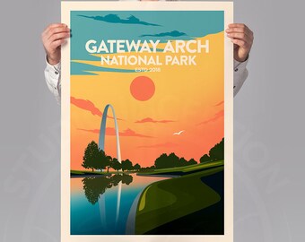 Gateway Arch National Park Poster, Est 2018, St. Louis, Missouri National Park Print Poster Living Room Art Print by Studio Inception