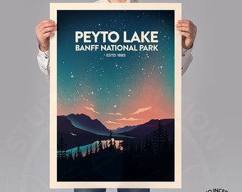 National Park Poster | Peyto Lake Banff National Park Print | Travel Poster |