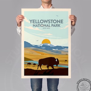 Yellowstone Print, Yellowstone National Park Poster, Yellowstone Gift, National Park Print by Studio Inception