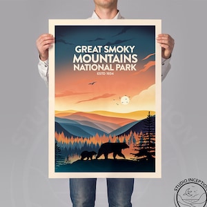 Great Smoky Mountains Print Traditional style, National Park Print Smoky Mountains National Park Poster Print by Studio Inception