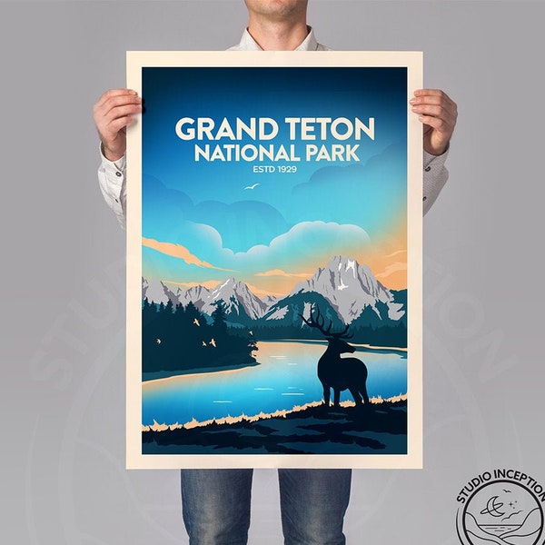 Grand Teton Print | National Park Poster Print | Travel Poster