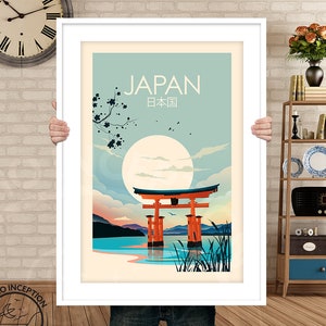 Japan Travel Poster Print in Traditional Style - Torii Gate, Japan Poster | Travel Poster | Travel Print |