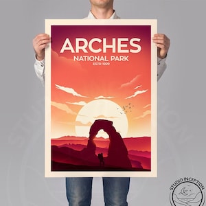 Arches National Park Print Poster Traditional Style, Arches National Park Print by Studio Inception Framing Available
