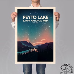 National Park Poster | Peyto Lake Banff National Park Print | Travel Poster |