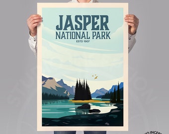 Jasper Poster Established 1907 edition, Jasper National Park Art Print by Studio Inception