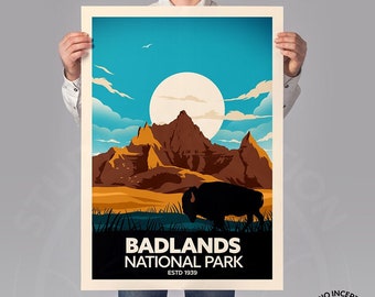 Badlands Poster Established edition Traditional Style, National Park Art Print by Studio Inception