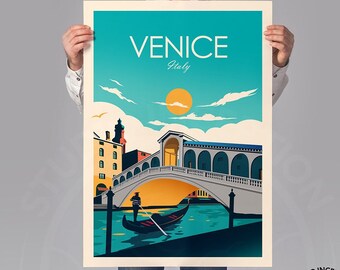 Venice Italy Art Print, Poster, Travel Print, Travel Poster, Wall Art, Living Room Prints