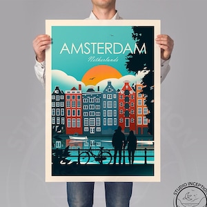 Amsterdam Print, Netherlands Wall Art, Holland, Amsterdam Poster, Travel Art, Travel Print, Wall Art, Travel Poster, Living Room Prints