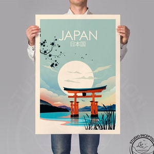 Japan Travel Poster Print in Traditional Style - Torii Gate, Japan Poster | Travel Poster | Travel Print |