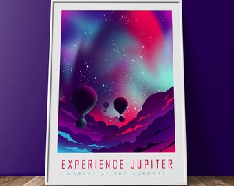 EXPERIENCE JUPITER Marvel at the Auroras Space X Tourism Poster, Space Travel Poster  Art Print, Space Prints,  Nasa Space Tourism Advert
