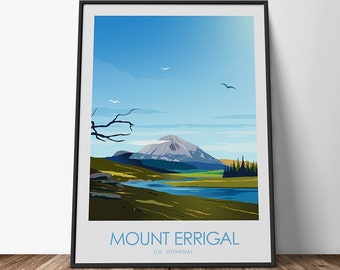 Mount Errigal Irish Travel Poster, Donegal Travel Poster, Visit Ireland Art Print, Irish Prints, Irish Poster, Donegal Print