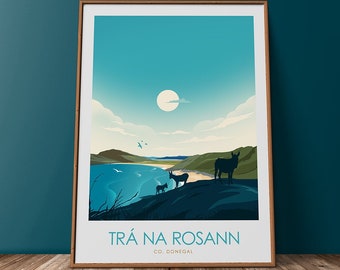 Ireland Print, Tra Na Rossan Bay Beach Donegal Travel Poster, Visit Ireland Art Print, Irish Prints, Irish Poster, Donegal Print, Art Print