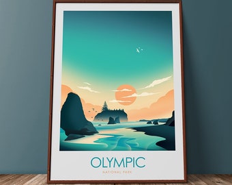 Olympic National Park Print Minimalist Poster Home Decor Wall Art Travel Poster Travel Print National Park Poster Art Print Olympic Print