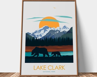 Lake Clark National Park Travel Poster Minimalist Print Art Print, Wall Art Home Decor