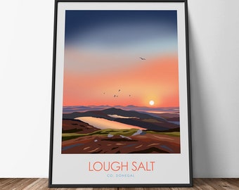 Lough Salt Co Donegal Travel Print, Wild Atlantic Way, Travel Print, Irish Art, Art Prints, Ireland, Graphic Print, Ireland Poster, Ireland