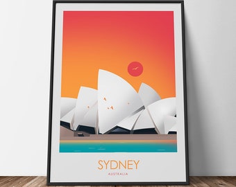 Sydney Print, Sydney Opera house sunset, Sydney Skyline, Sydney Wall Art Print, Australia Print, Travel Poster, Travel Print, Home Decor