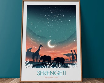 Art Print Poster Wall Art Serengeti Travel Print, National Park Print Safari Print, Graphic Print, Poster Art, Africa Animal Art, Wall Art