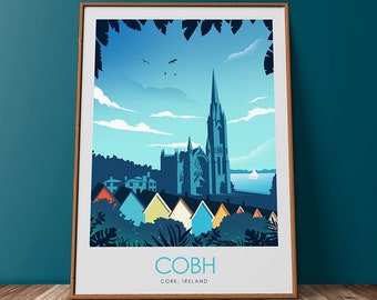 Ireland Travel Poster, Kinsale Print, Travel Print, Cork Poster, Art Prints, Ireland, Wall Hanging, Ireland Poster, Ireland Print, Cobh