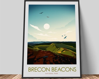 Brecon Beacons, Pen-Y-Fan, South Wales Travel Print, Art Print Travel Poster National Park Print, Travel Print, Art Prints, Poster, Print