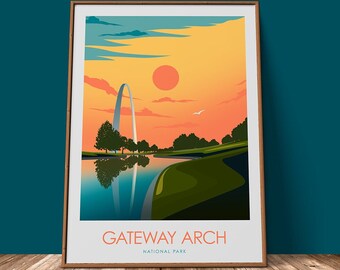 Gateway Arch National Park Travel Poster Print, Minimal Style by Studio Inception (Unframed)