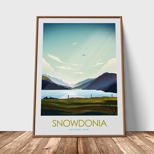 Snowdonia Print Travel Poster, National Park, Wales Travel Print,Art Prints, Wales, Graphic Print, Poster, Print