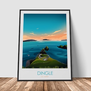 Dingle Dunquin Pier Irish Travel Poster, Ireland Travel Poster, Ireland Art Print, Irish Prints, Irish Poster, Prints, Poster Wall Art Kerry