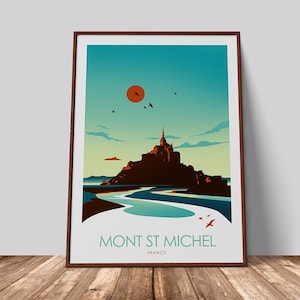 Mont Saint Michel Travel Print, France, Gift, Poster, Art Print, Travel Poster Wall Art