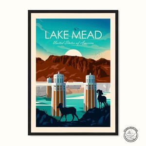 Lake Mead Print National Recreational Area Nevada Arizona Travel Poster