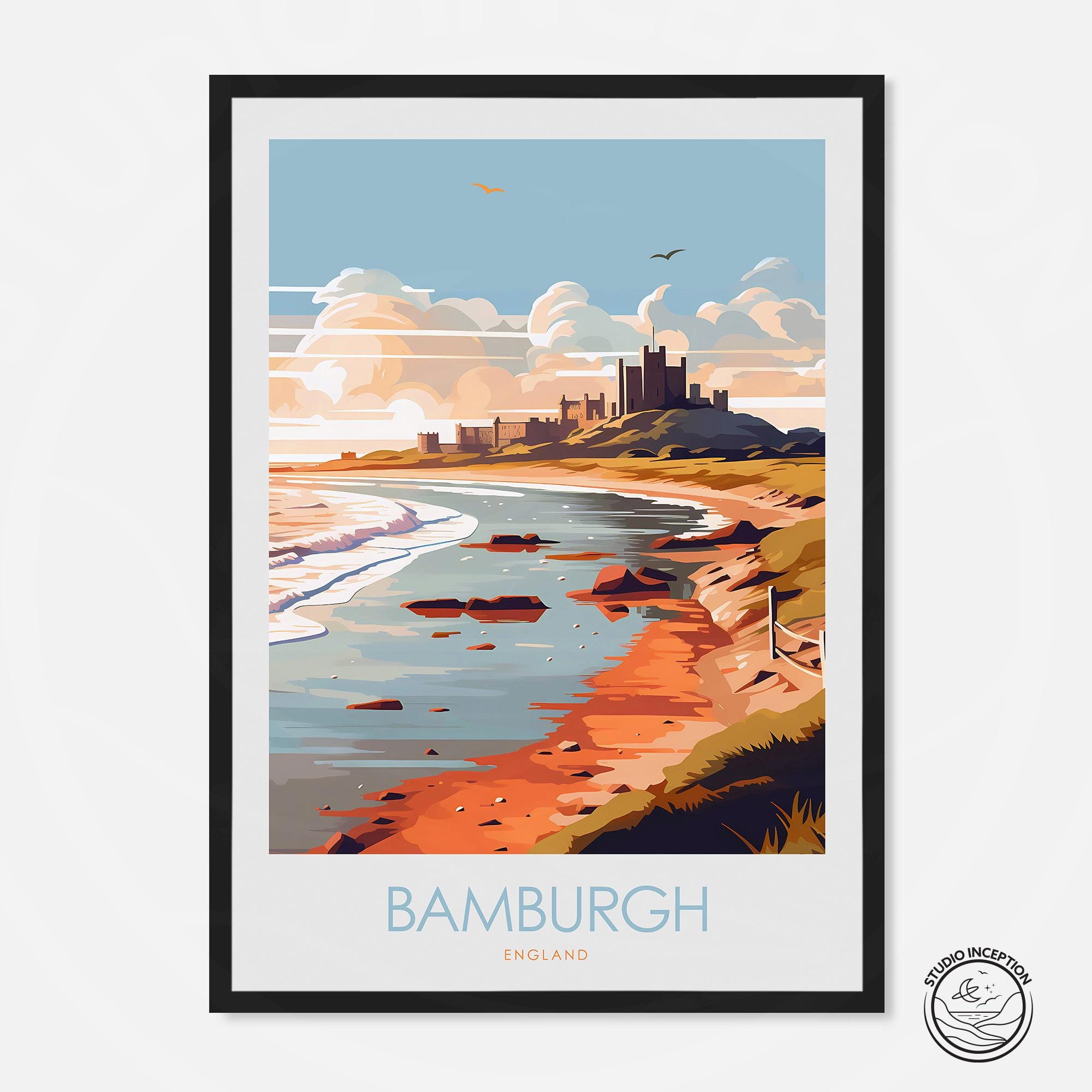 Bamburgh Castle  Travel Print Northumberland Poster Travel Gift