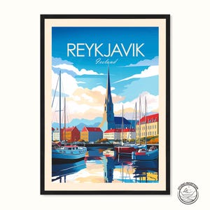 Stampa poster di viaggio di Reykjavik Reykjavik Islanda Arte murale Decorazione da parete Decorazione per la casa Regalo di Reykjavik Regalo di viaggio Regalo di compleanno Regalo di nozze