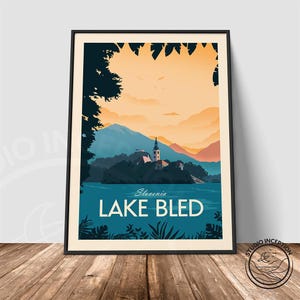 Slovenia Travel Poster Print, Lake Bled, Traditional Style Home Decor, Souvenir, Art Print, Gift, Travel Poster Wall Art image 6
